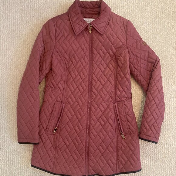 Dusty Pink Calvin Klein Mid-Length Quilted Coat - Picture 1 of 7